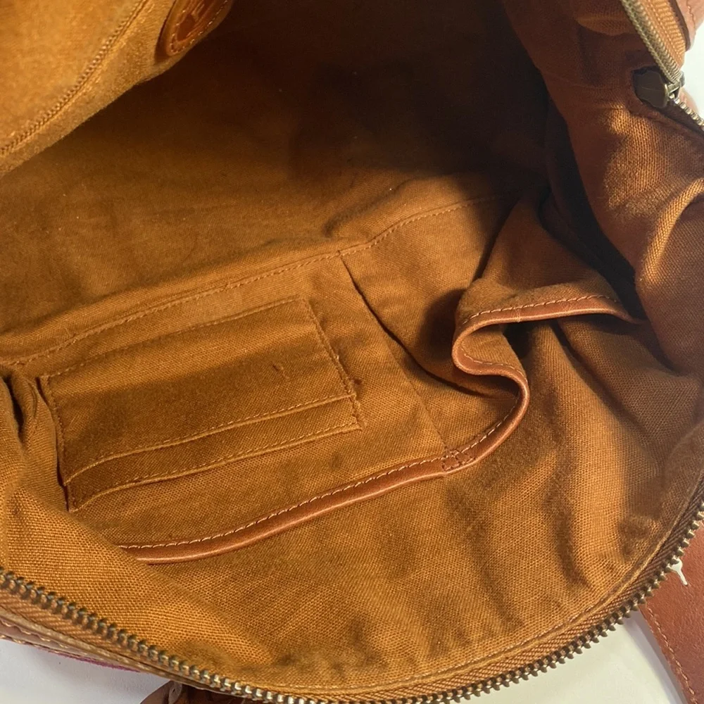 FOSSIL Maddox Brown Leather with Purple Suede Satchel - Picture 10 of 11